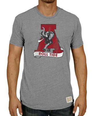 Men's Heathered Gray Alabama Crimson Tide Vintage-Like 1974-2000 Logo Tri-Blend T-shirt