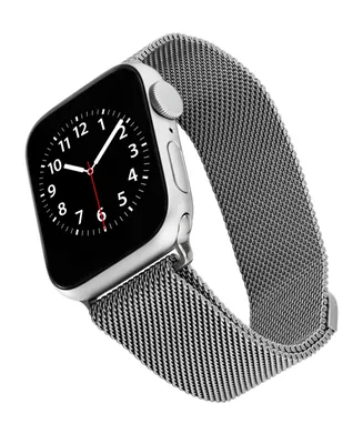 WITHit Silver-Tone Stainless Steel Mesh Band Compatible with 42/44/45/Ultra 49mm Apple Watch