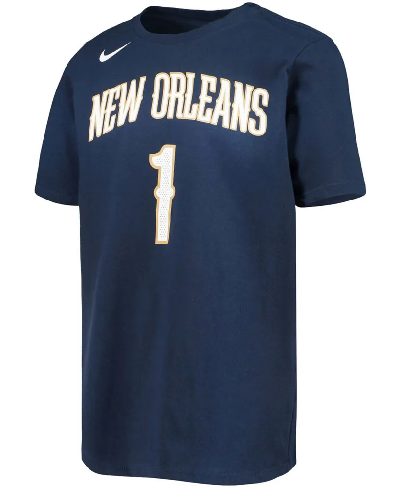 Big Boys and Girls Zion Williamson Navy New Orleans Pelicans Logo Name and Number Performance T-shirt