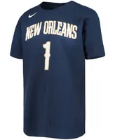 Big Boys and Girls Zion Williamson Navy New Orleans Pelicans Logo Name Number Performance T-shirt