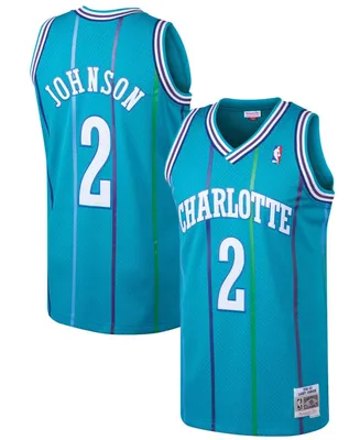 Men's Larry Johnson Teal Charlotte Hornets 1992-93 Hardwood Classics Swingman Jersey
