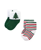 Hudson Baby Boys Unisex Cotton Rich Newborn and Terry Socks, 12 Days Of Christmas, 0-6 Months