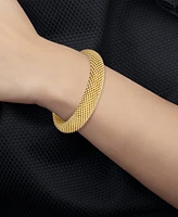 Italian Gold Mesh Bangle Bracelet in 14k Gold over Sterling Silver