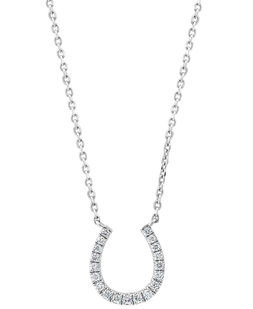 Effy Diamond Horseshoe 18" Pendant Necklace (1/6 ct. t.w.) in Sterling Silver