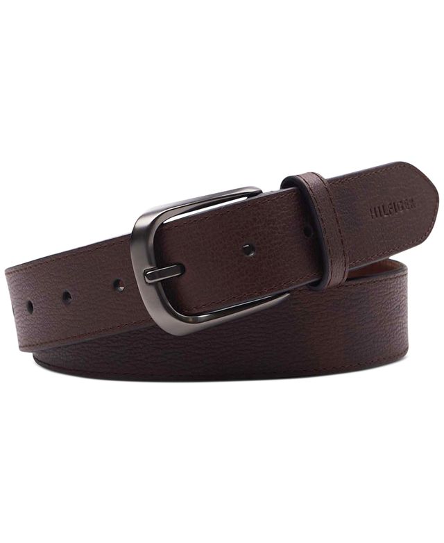Tommy Hilfiger Men's Enamel Logo Ornament Casual Leather Belt