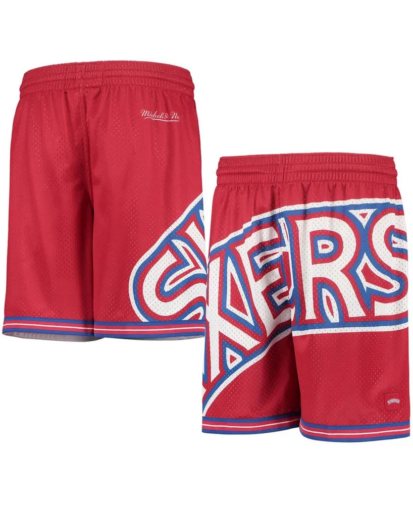 Big Boys Red Philadelphia 76Ers Hardwood Classics Throwback Face Mesh Shorts