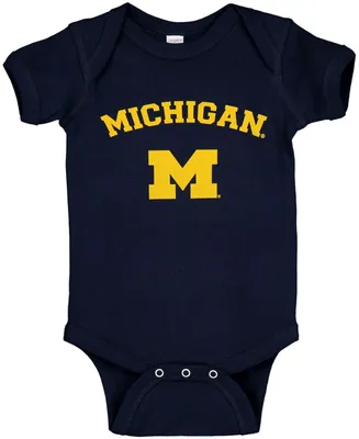 Infant Boys and Girls Navy Michigan Wolverines Arch Logo Bodysuit