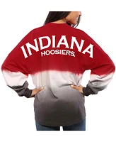 Women's Crimson Indiana Hoosiers Ombre Long Sleeve Dip-Dyed