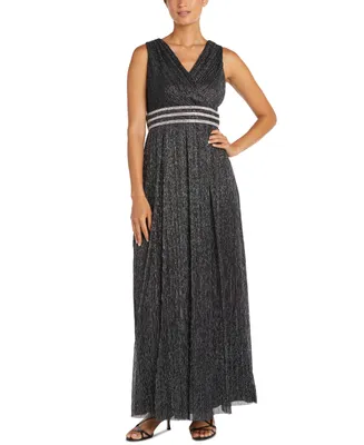 R & M Richards Crinkle Pleated Gown
