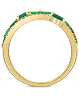 Effy Emerald (3/4 ct. t.w.) & Diamond (1/10 Stack Look Double Row Ring 14k Gold