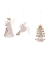 Kurt Adler 3" Angel, Tree and Bird Ornaments 3 Piece Set