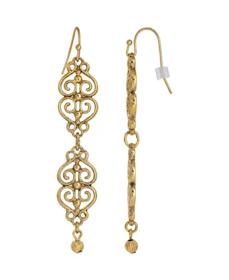 2028 Gold-Tone Filigree Wire Linear Earrings - Gold