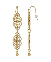 2028 Gold-Tone Filigree Wire Linear Earrings - Gold