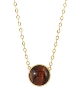 2028 Gold-Tone Burnt Tiger Eye STone Necklace