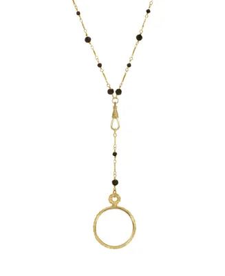 2028 Gold-Tone Magnifying Glass Drop Necklace