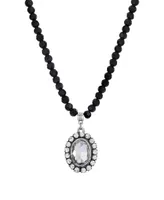 2028 Oval Rimmed Crystal Beaded Necklace