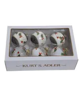 Kurt Adler 80 Mm Holly Leaves and Berries Glass Ball Ornaments 6 Piece Set