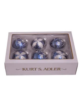 Kurt Adler 80 Mm Glass Ball Ornaments 6 Piece Set