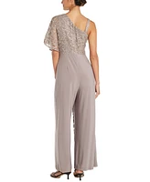 R & M Richards One-Shoulder Lace Jumpsuit