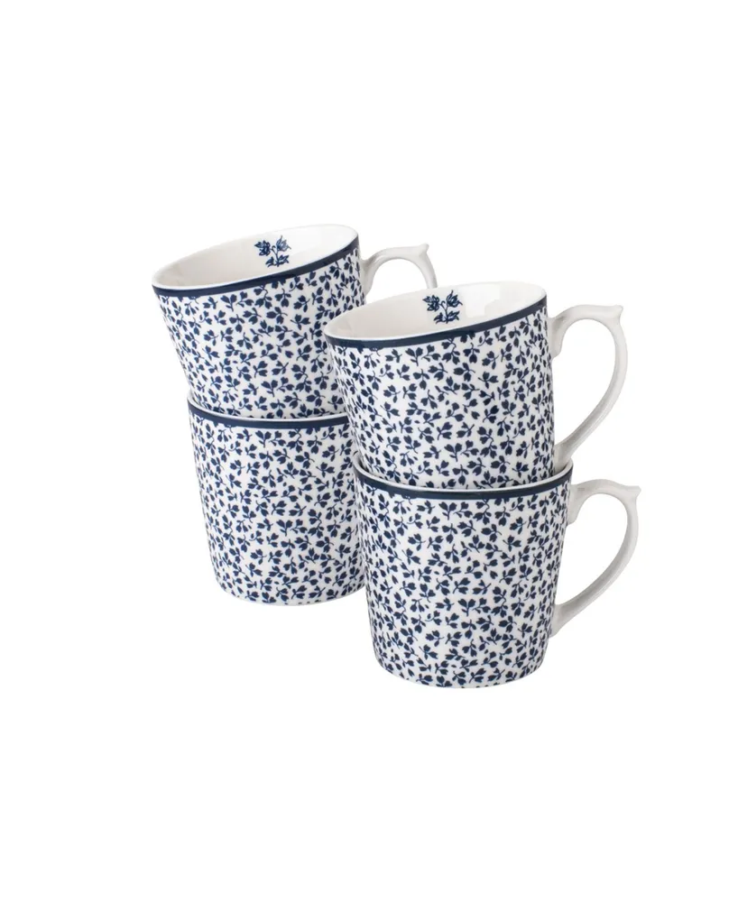 Laura Ashley Blueprint Collectables 9 Oz Floris Mugs in Gift Box, Set of 4