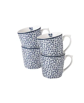 Laura Ashley Blueprint Collectables 9 Oz Floris Mugs in Gift Box, Set of 4