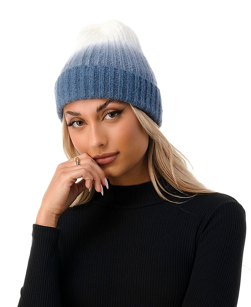 Marcus Adler Women's Ombre Rib Detail Cuffed Beanie