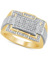 Men's Diamond Ring (1/10 ct. t.w.) in Sterling Silver & 18k Gold-Plate