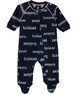 Infant Boys and Girls Navy Blue New England Patriots Full Zip Raglan Coverall