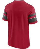 Men's Red Tampa Bay Buccaneers Textured Hashmark V-Neck T-shirt