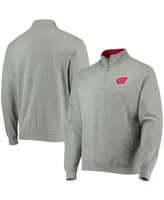 Men's Heathered Gray Wisconsin Badgers Tortugas Team Logo Quarter-Zip Jacket