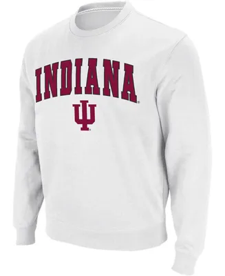 Men's White Indiana Hoosiers Arch Logo Crew Neck Sweatshirt