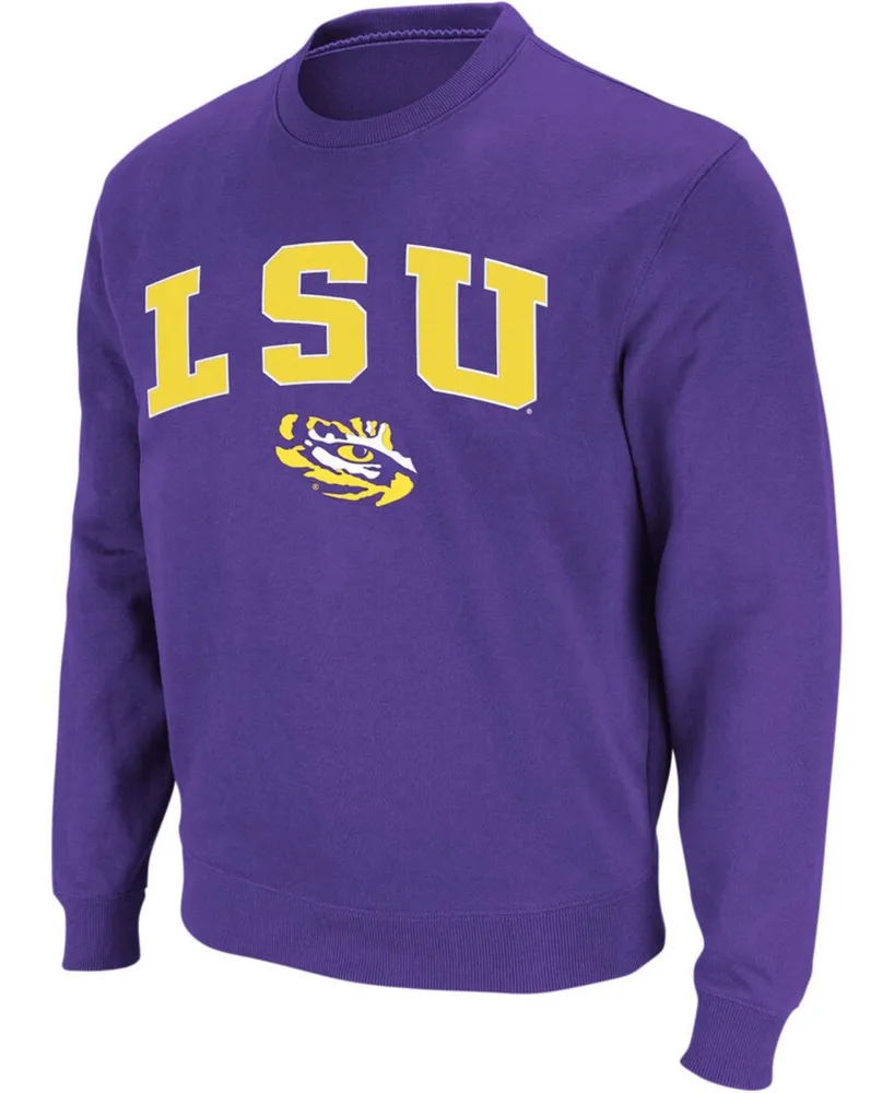 Men's Purple Lsu Tigers Arch Logo Crew Neck Sweatshirt