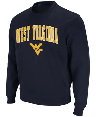 Men's Navy West Virginia Mountaineers Arch Logo Crew Neck Sweatshirt