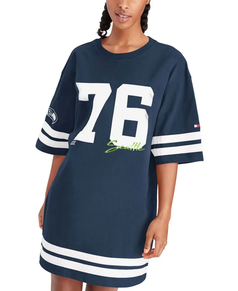 Women's College Navy Seattle Seahawks Clair Half-Sleeve Dress