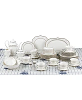 Lorren Home Trends Wavy Mix and Match Bone China Service for 8-Blossom, Set of 57