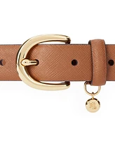 Lauren Ralph Women's Charm Crosshatch Leather Belt