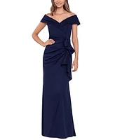 Xscape Scuba Off-The-Shoulder Gown