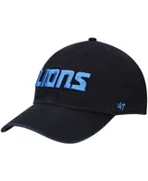 Men's Black Detroit Lions Clean Up Script Adjustable Hat