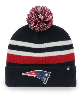 Men's Navy New England Patriots State Line Cuffed Knit Hat with Pom