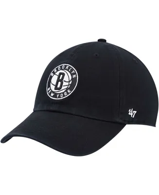 Men's Black Brooklyn Nets Alternate Logo Team Clean Up Adjustable Hat