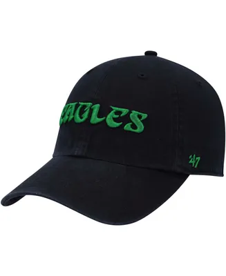 Men's Black Philadelphia Eagles Clean Up Script Adjustable Hat