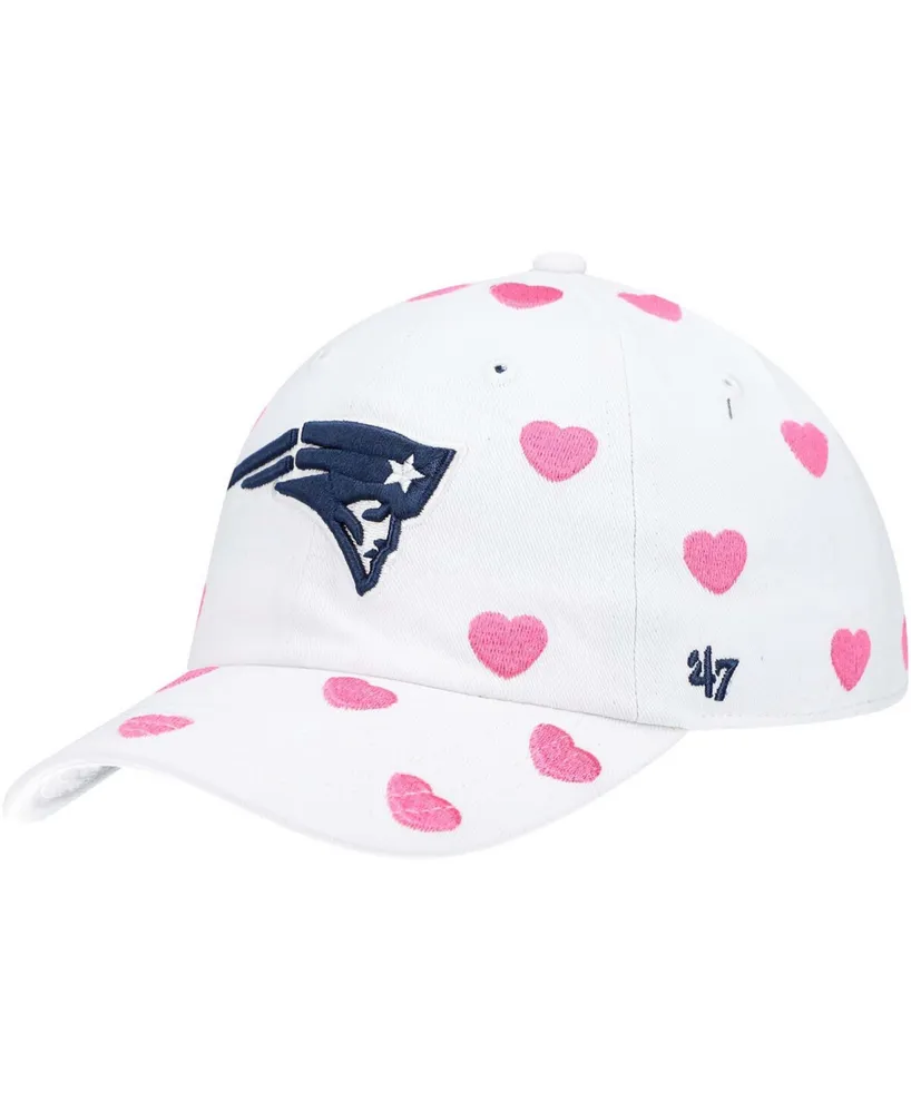 Little Girls White New England Patriots Surprise Clean Up Adjustable Hat