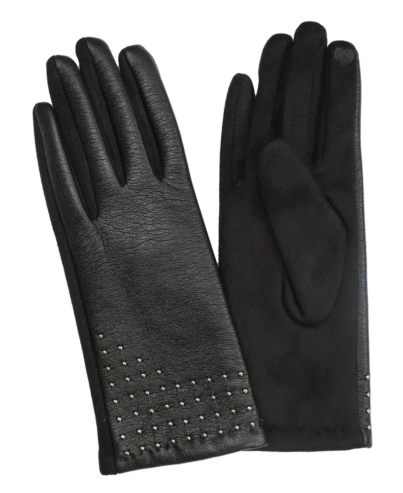 Marcus Adler Women's Vegan Leather Stud Touchscreen Gloves