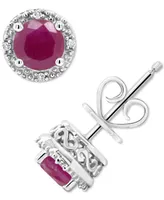 Ruby (1-1/5 ct. t.w.) & Diamond Accent Stud Earrings in Sterling Silver