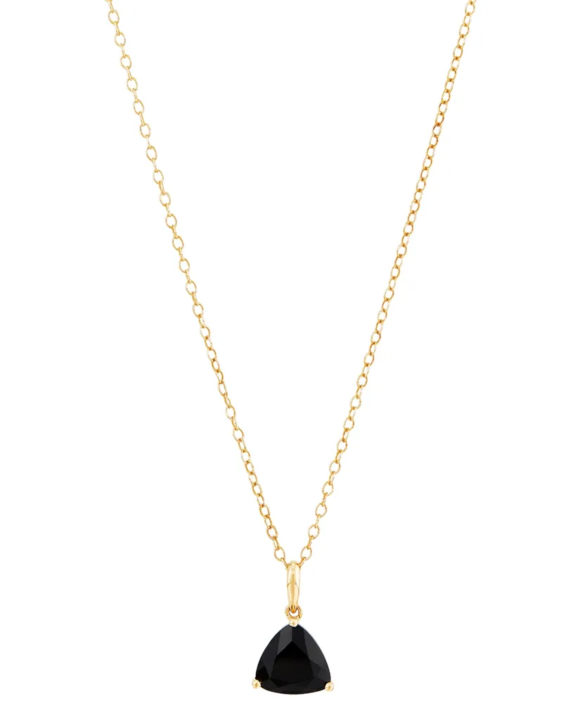 Onyx Trillion-Cut 18" Pendant Necklace in 14k Gold