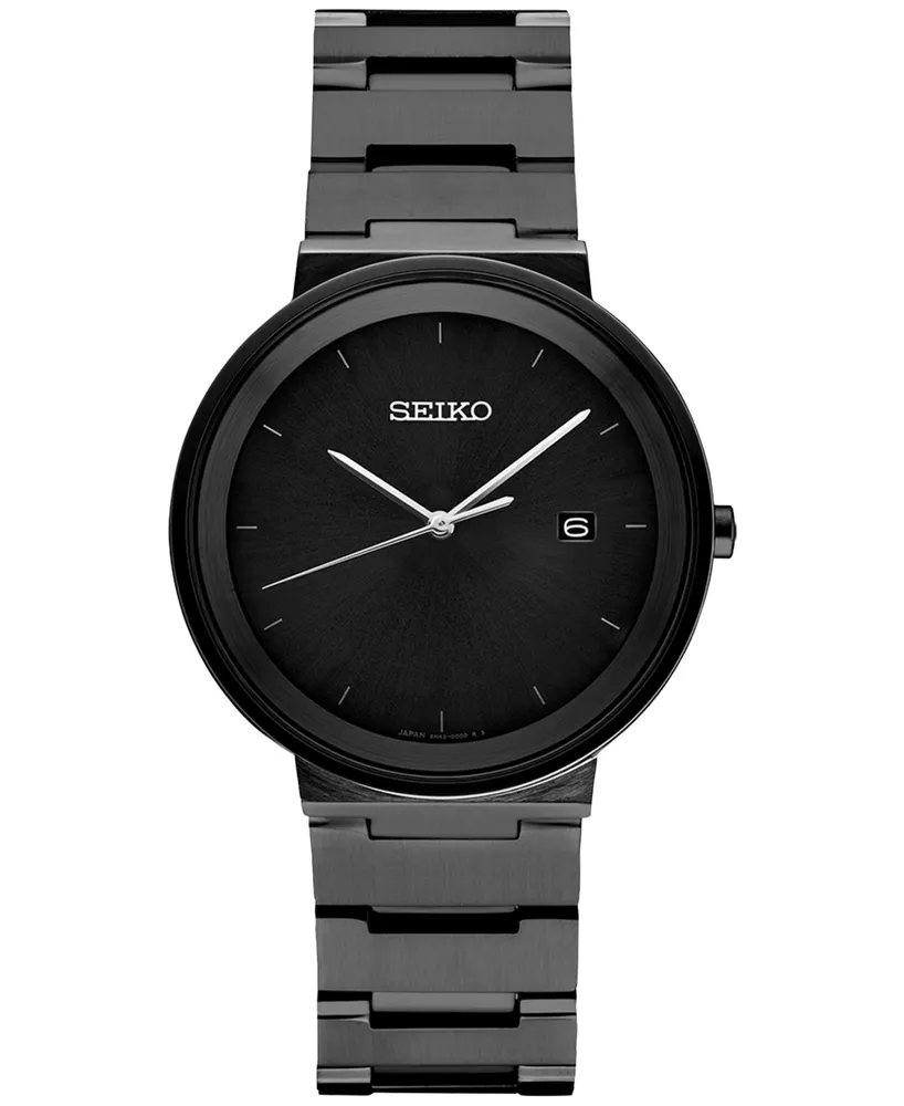 Seiko Men's Essentials Black Ion Finish Stainless Steel Bracelet Watch 41mm