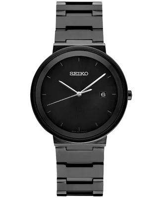 Seiko Men's Essentials Black Ion Finish Stainless Steel Bracelet Watch 41mm
