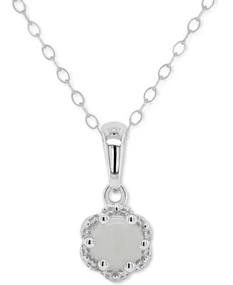 Aquamarine Solitaire 18" Scalloped-Edge Pendant Necklace (3/8 ct. t.w.) in Sterling Silver (Also in Opal)