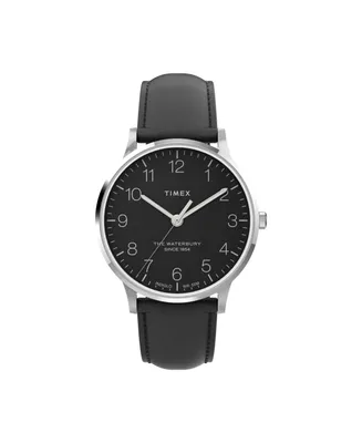 Timex Men's Waterbury Black Leather Strap Watch 40 mm