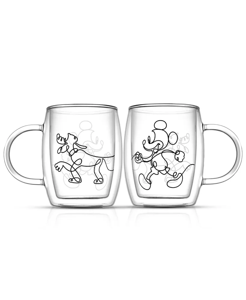 JoyJolt Disney Mickey and Pluto Espresso Mugs Set, 2 Piece